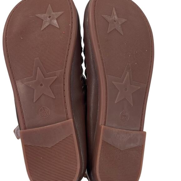 Fashion Brand Easy Fasten Perforated Brown Mary Jane Flats Girls 31 / US 13 - Picture 7 of 8